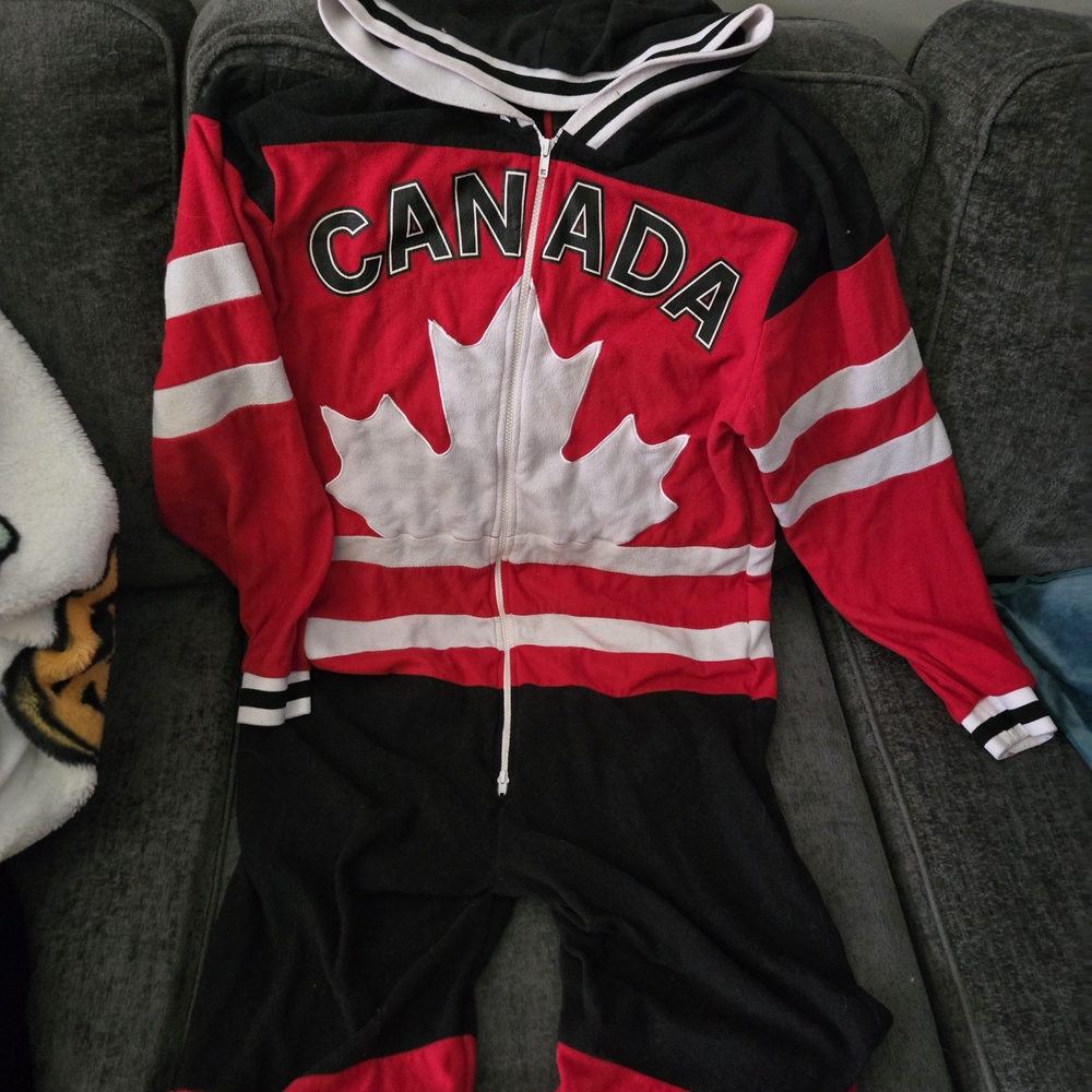 Red and Black Team Canada Onesie